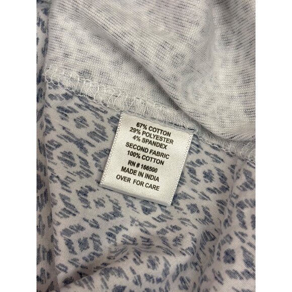 Nico Womens Button-Up Blouse L White & Navy Geometric Print 3/4 Sleeve - Picture 7 of 7